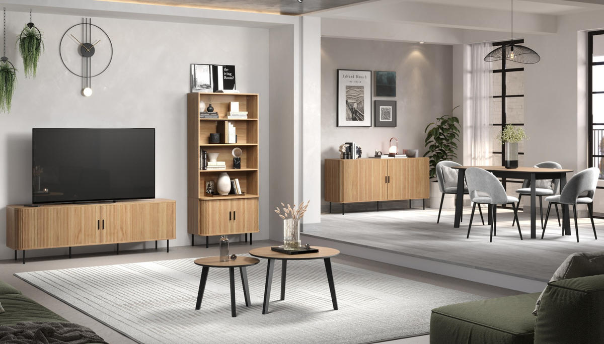 ESSTISCH Eiche, schwarz 160 x 90 cm, moderner Küchentisch - Eichefarben/Schwarz, Holzwerkstoff (77/160/90cm) - Top.Furn