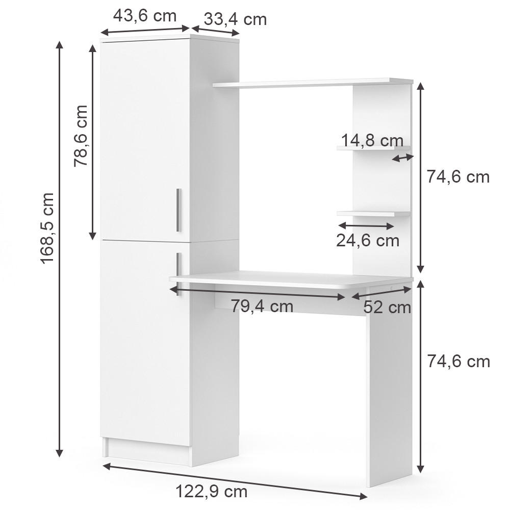 SCHREIBTISCH Tessa Weiß 122.9 x 52 cm - Weiß, Holzwerkstoff (52/122.9/168.5cm) - Vicco