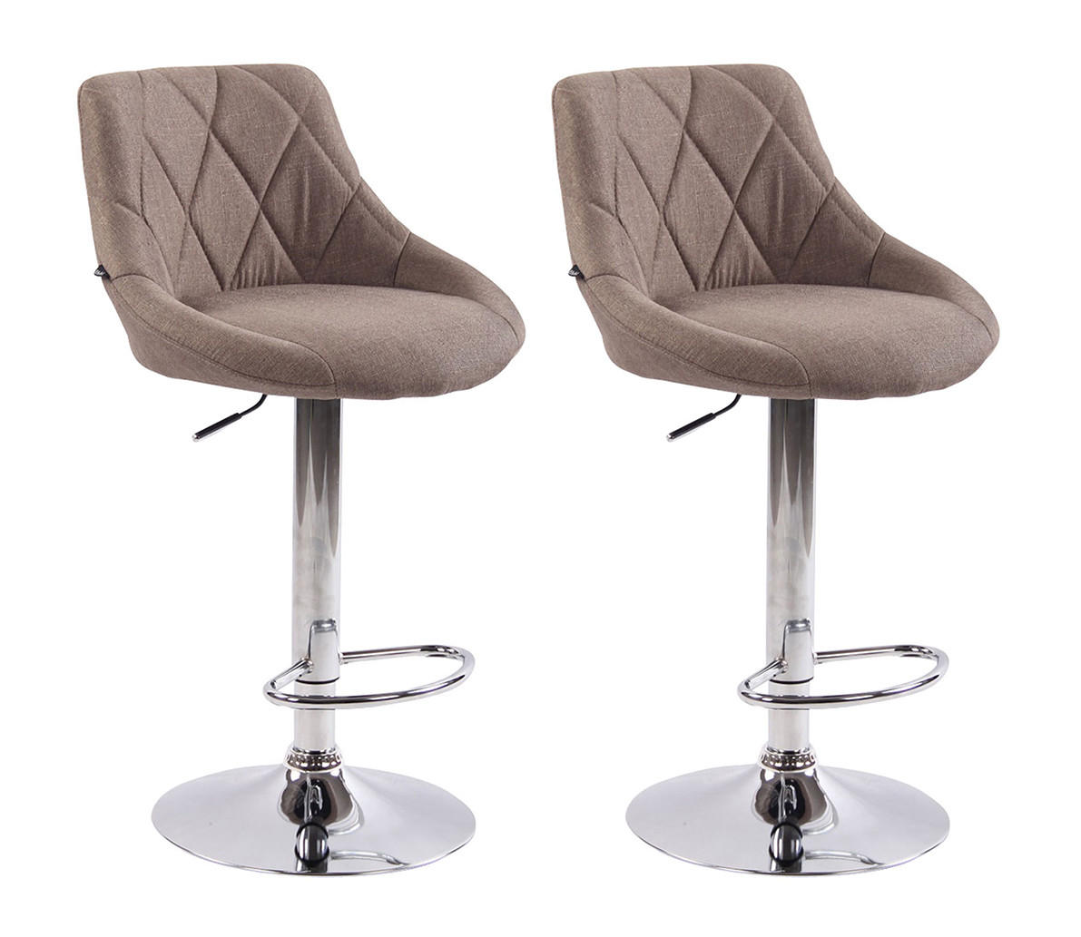 BARHOCKER 2er Set Stoff taupe - Taupe/Chromfarben, Textil/Metall (46/83/49cm) - CLP