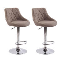 BARHOCKER 2er Set Stoff taupe - Taupe/Chromfarben, Textil/Metall (46/83/49cm) - CLP