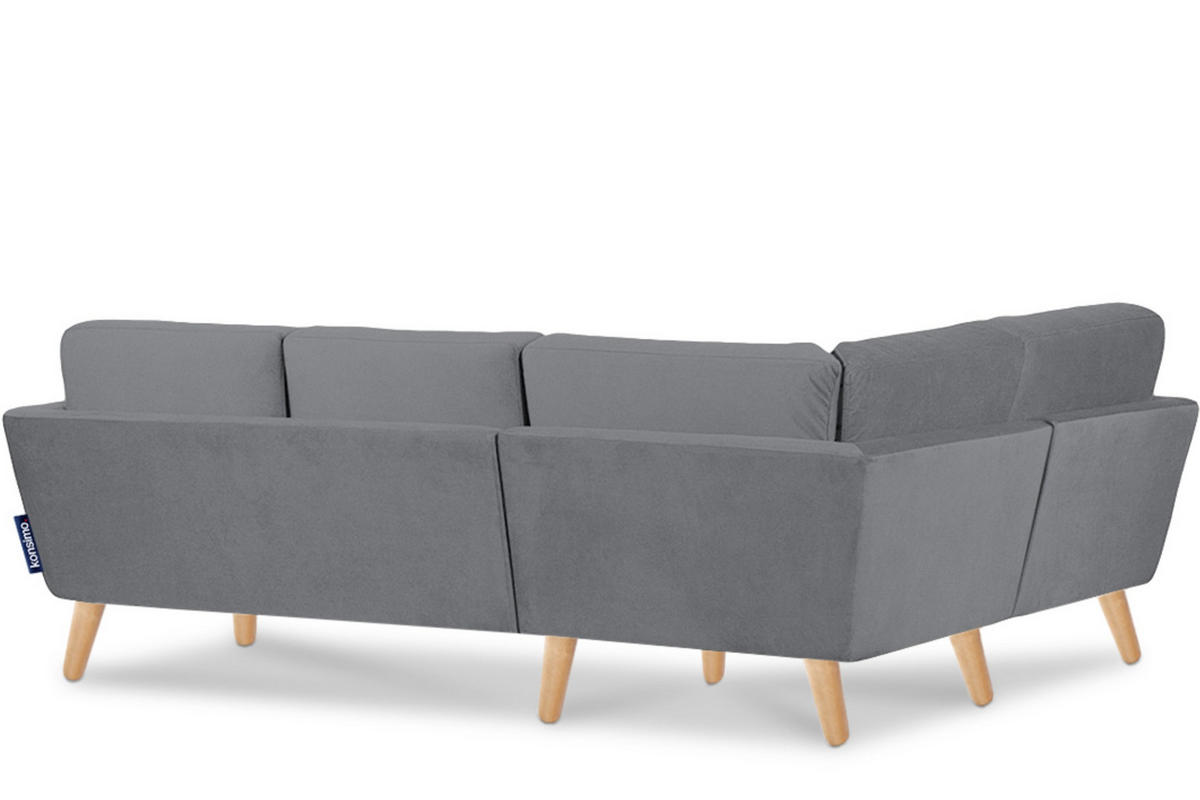ECKSOFA-LINKS TAGIO 3/4 Sitzer, grau - Braun/Grau, Buchenholz/Textil (220/181cm) - KONSIMO®