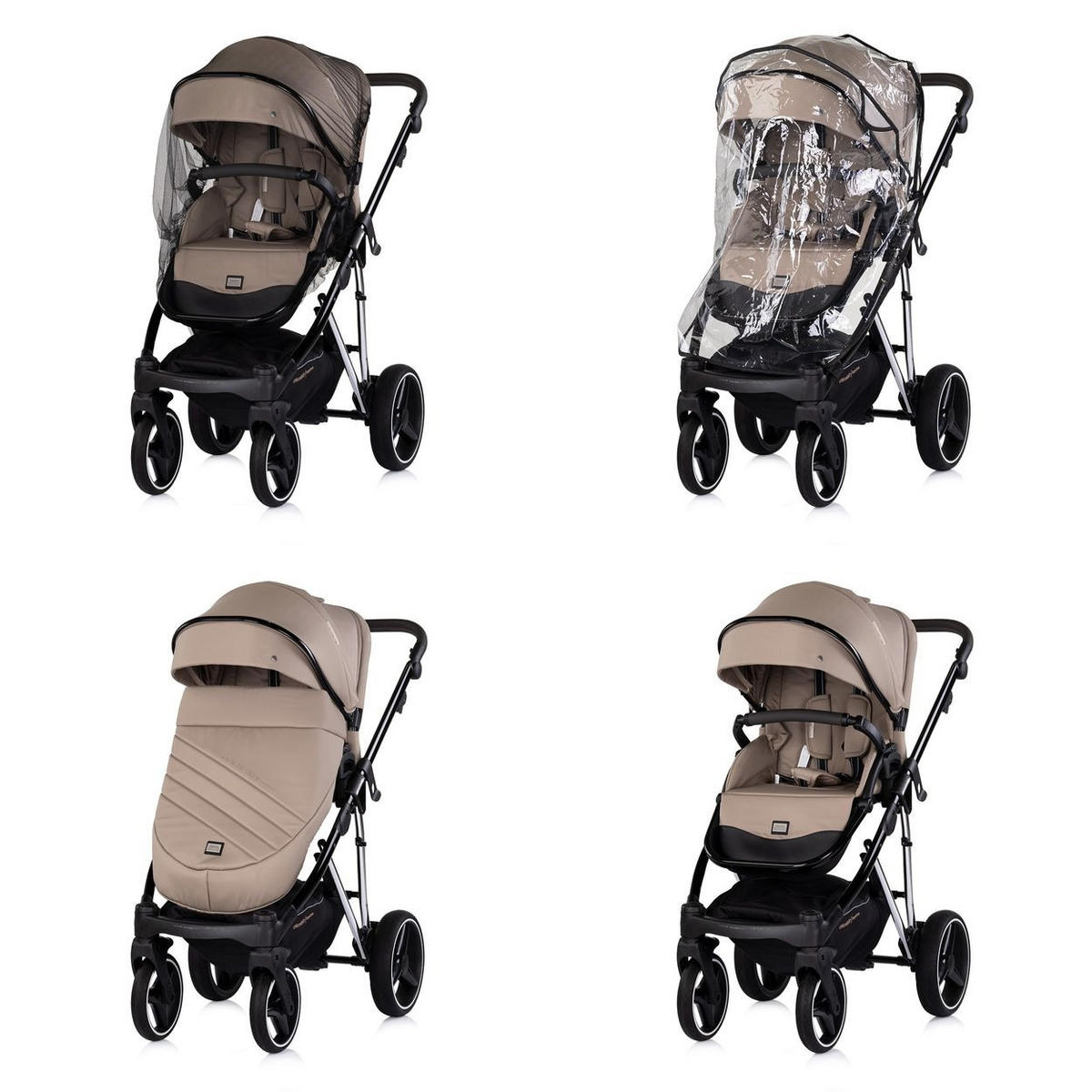 KOMBIKINDERWAGEN 3in1 Imperium braun Babyschale Babywanne Tasche Korb Gurt - Braun, Metall (98/59/110cm) - Chipolino