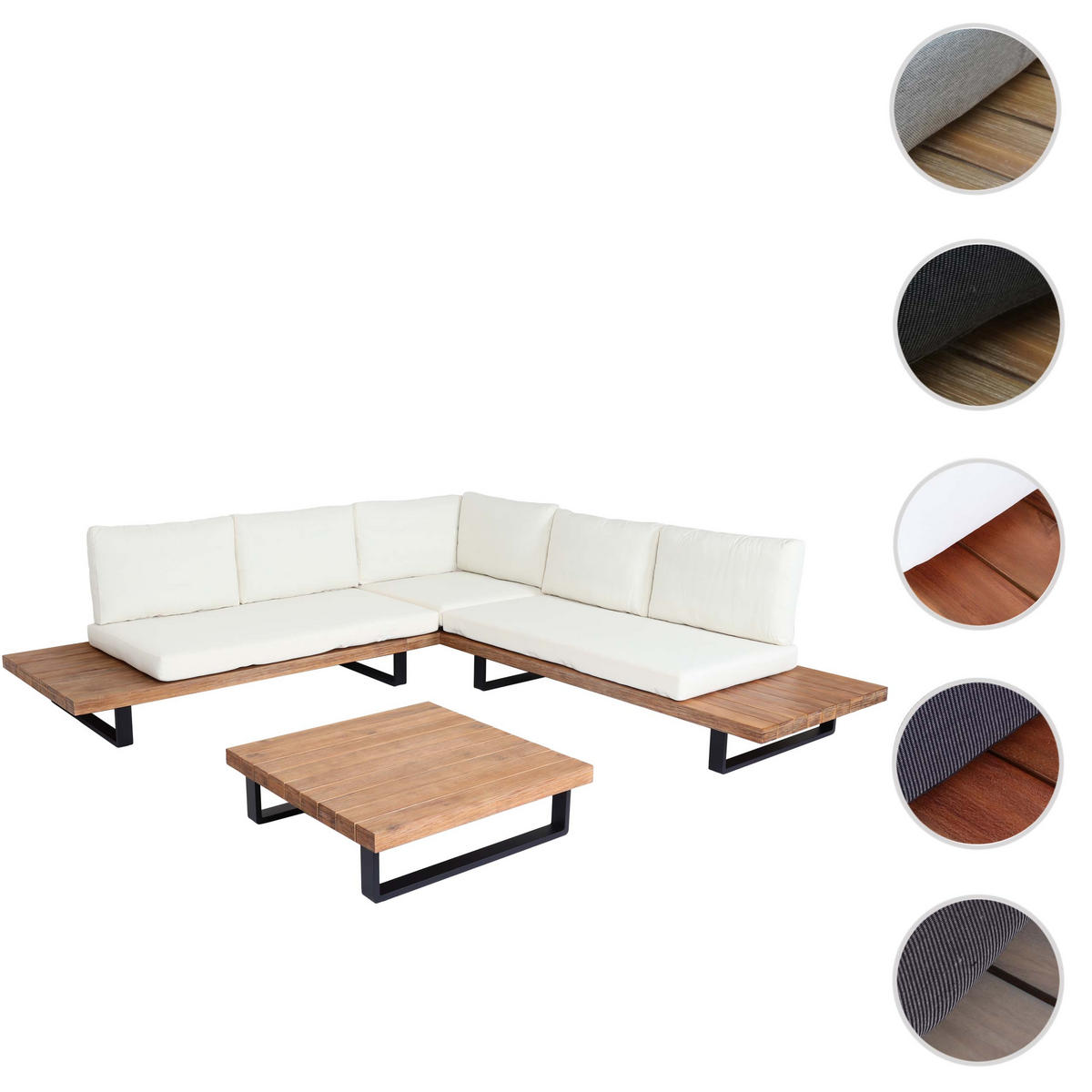 GARTEN-GARNITUR Schwarz, Braun, Cremeweiß - Schwarz/Braun, Holz - MCW
