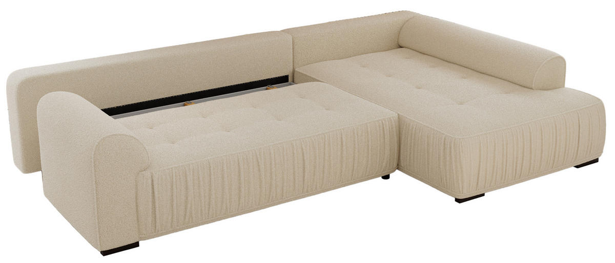 ECKSOFA ORTA Beige Boucle - Rechts - Beige/Schwarz, Textil (200/325cm) - MKS