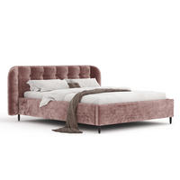 POLSTERBETT Nuno Rosa 160/200 cm im Chenille-Stoff - Pink/Schwarz, Holz/Holzwerkstoff (160/200cm) - Maison de Reve