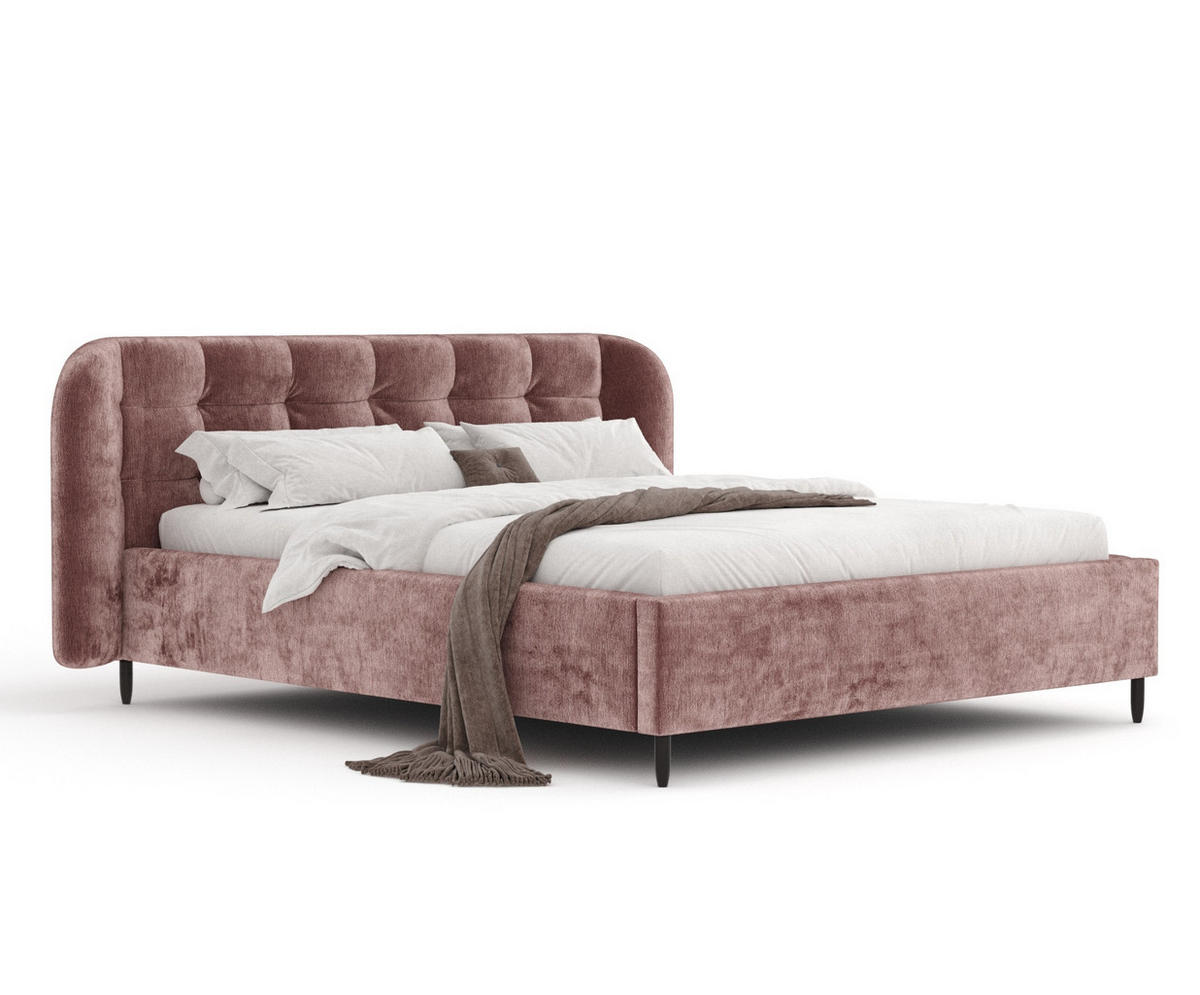 POLSTERBETT Nuno Rosa 160/200 cm im Chenille-Stoff - Pink/Schwarz, Holz/Holzwerkstoff (160/200cm) - Maison de Reve