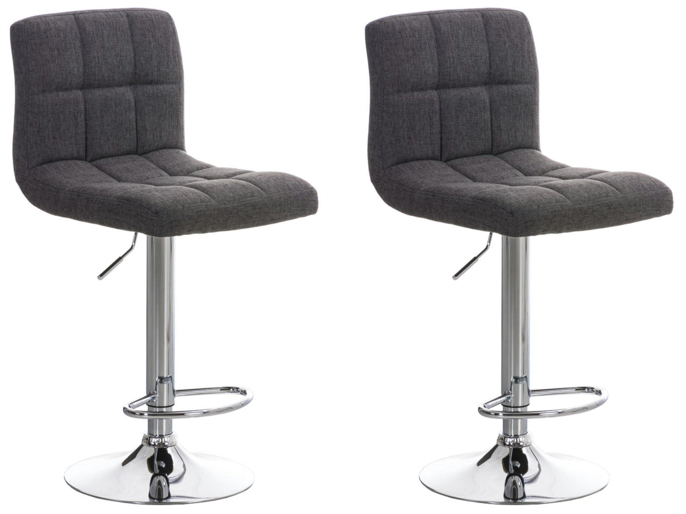 BARHOCKER 2er Set Stoff hellgrau - Chromfarben/Hellgrau, Textil/Metall (46/94/47cm) - CLP