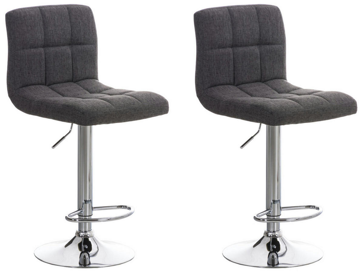 BARHOCKER 2er Set Stoff hellgrau - Chromfarben/Hellgrau, Textil/Metall (46/94/47cm) - CLP