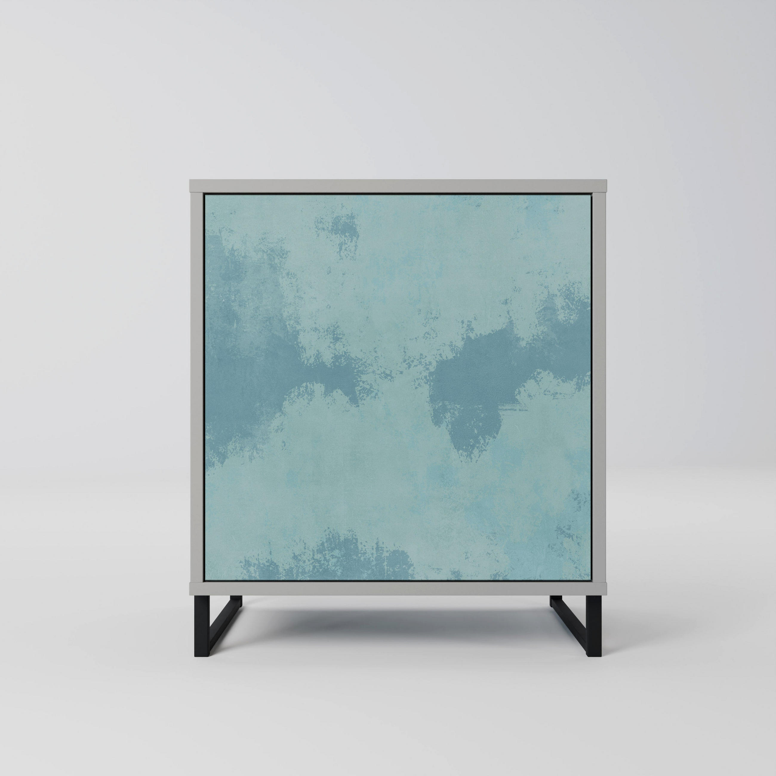 SIDEBOARD SKY WASH, Grau, 57,5x42x67,5 cm, Schwarze Metall-Rahmenfüße - Multicolor/Schwarz, Holzwerkstoff/Metall (57.5/67.5/42cm) - SpaceRebels