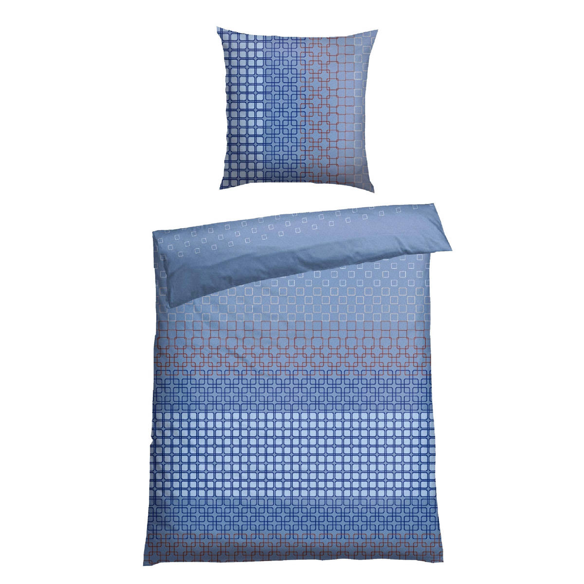 BETTWÄSCHESET Henka - Feinbiber - 2-teilig - 155 x 220 cm - Hellblau-Braun - Braun, Textil (155/220cm) - SCHIESSER