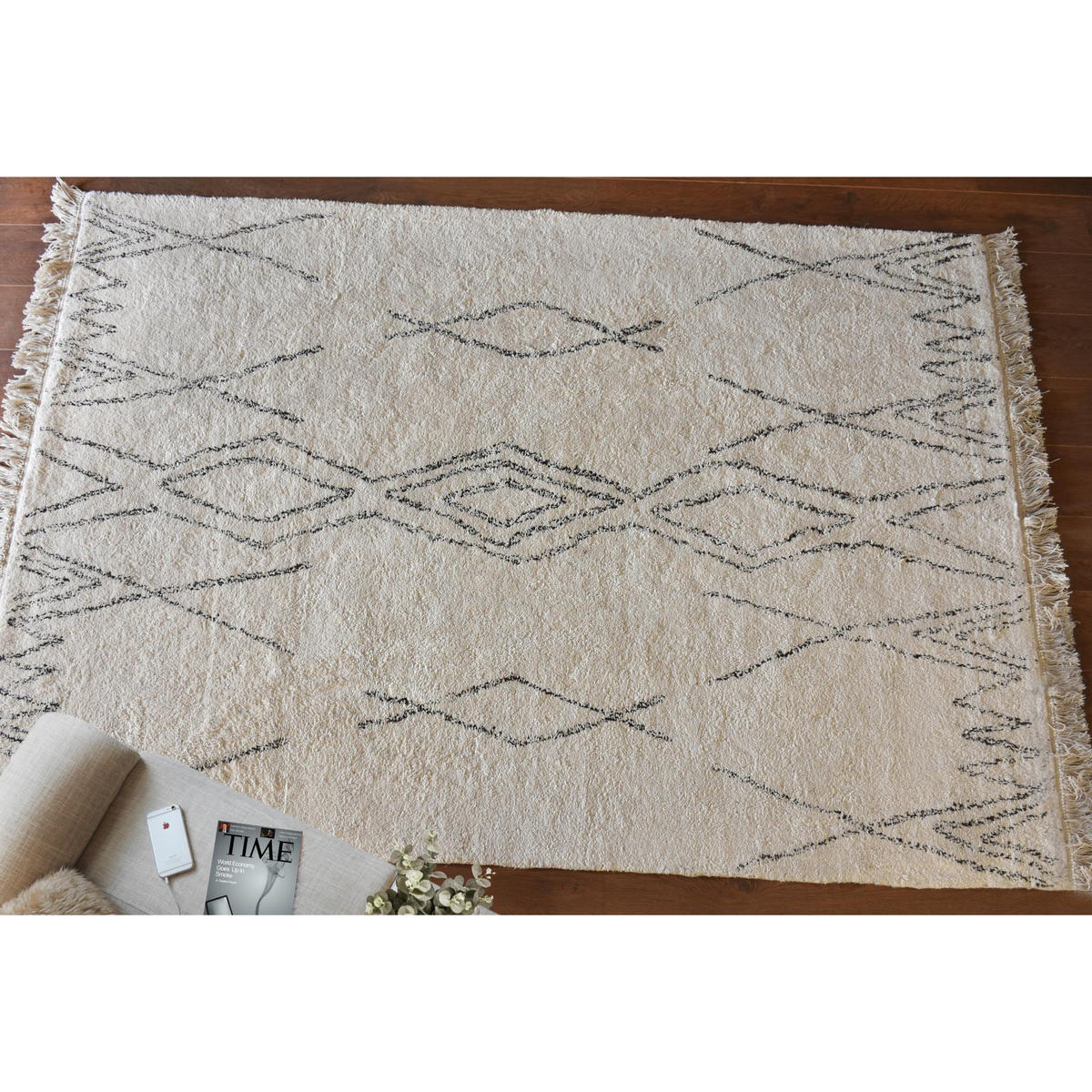 TEPPICH Crimble elfenbein/brikettschwarz 160 x 230 cm - Weiß, Textil (160/230cm) - The Rug Republic