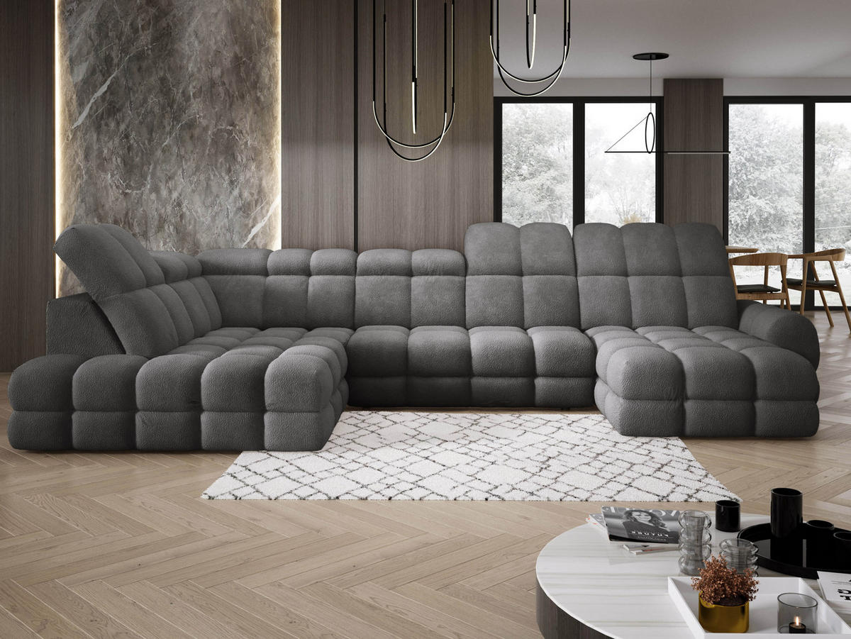 ECKSOFA TOLLO Anthology-stoff U-form 400x217x105 cm graphit - Edelstahlfarben, Holz/Textil (400/217cm) - DomoHome