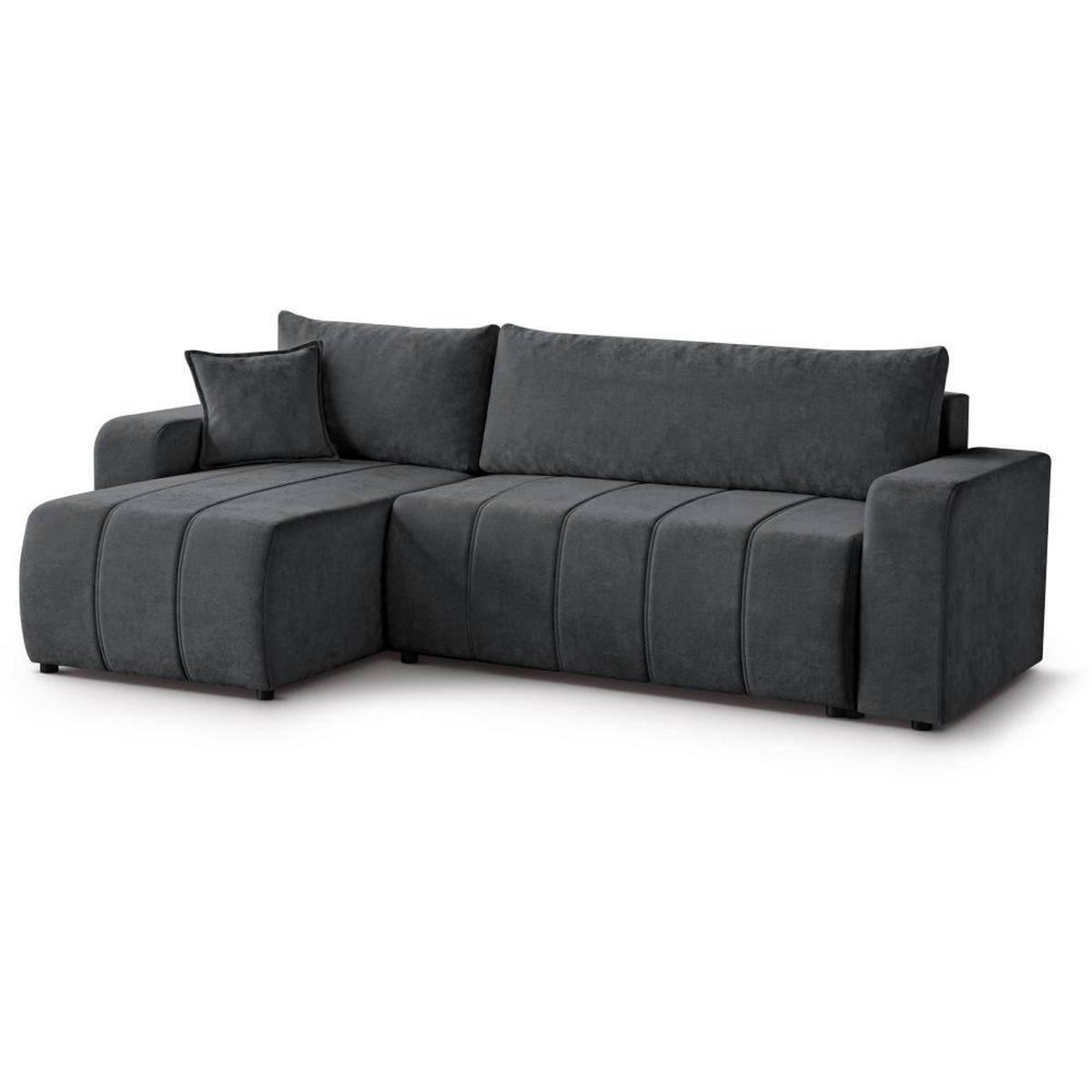 ECKSCHLAFSOFA Mori graphit - Schwarz/Graphitfarben, Kunststoff/Textil (250/155cm) - Beautysofa