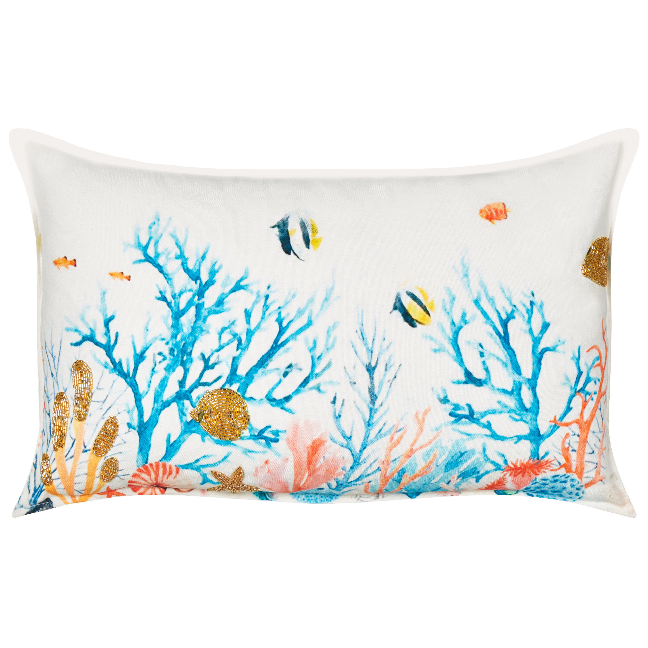 DEKOKISSEN 2er-Set Bunt 30/50 cm Eelgrass - Blau/Rot, Textil (30/50cm) - Beliani