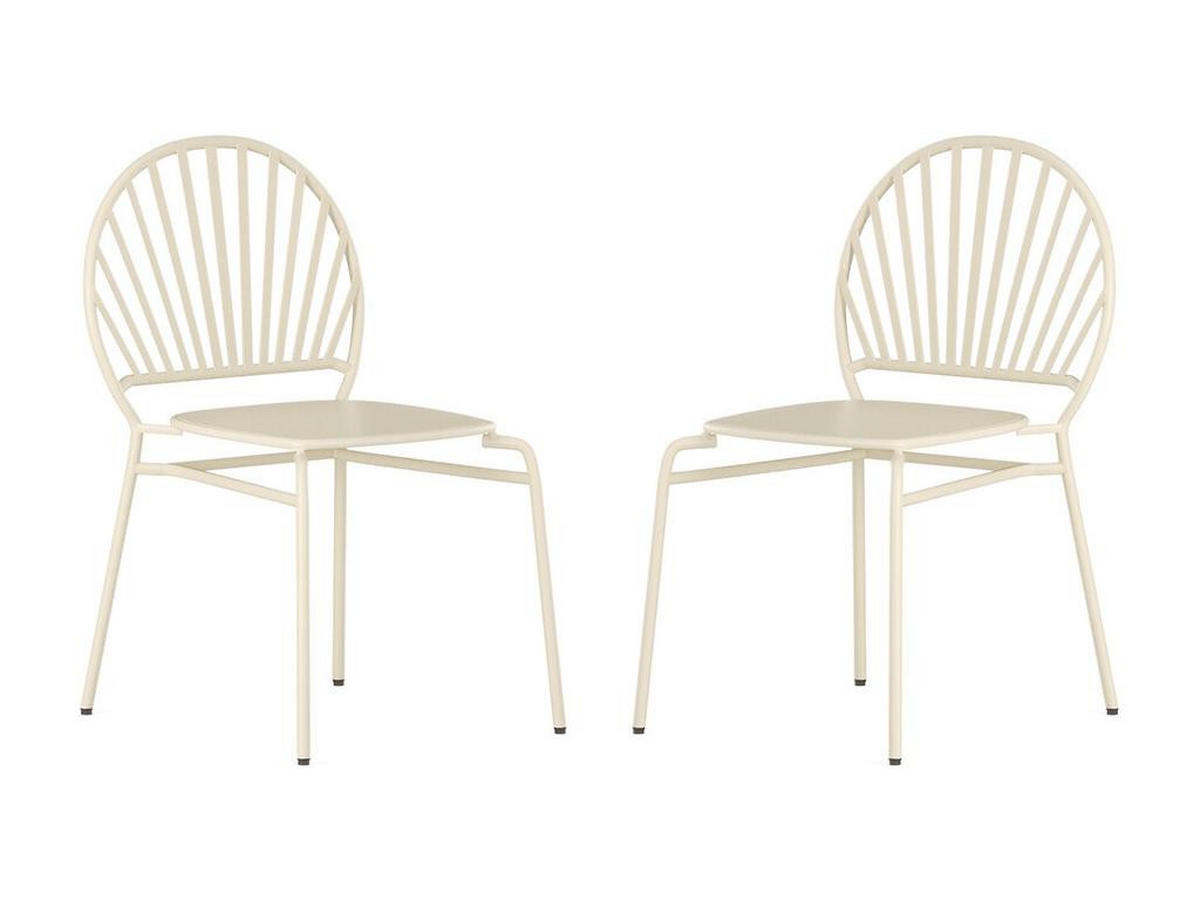 GARTENSTUHL stapelbar 2er-Set - Metall - Beige - CEDEIRA von MYLIA - Beige, Metall (58.5/82/50cm) - Vente-Unique