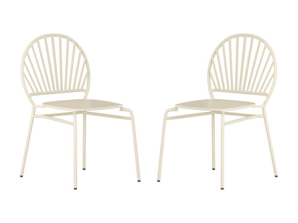 Thumbnail - Vente-Unique Gartenstuhl, Beige, Metall, Uni, 2-Sitzer, 50x82x58.5 cm, Gartenmöbel, Gartenstühle, Gartenstühle