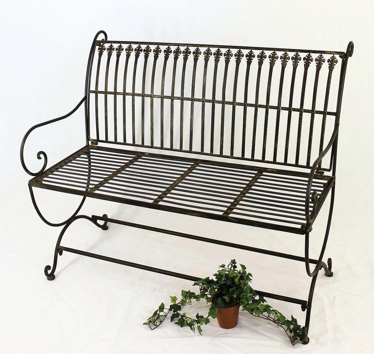GARTENBANK 2-Sitzer Metall Braun antik 102/60/87 cm - Braun, Metall (102/87/60cm) - DanDiBo