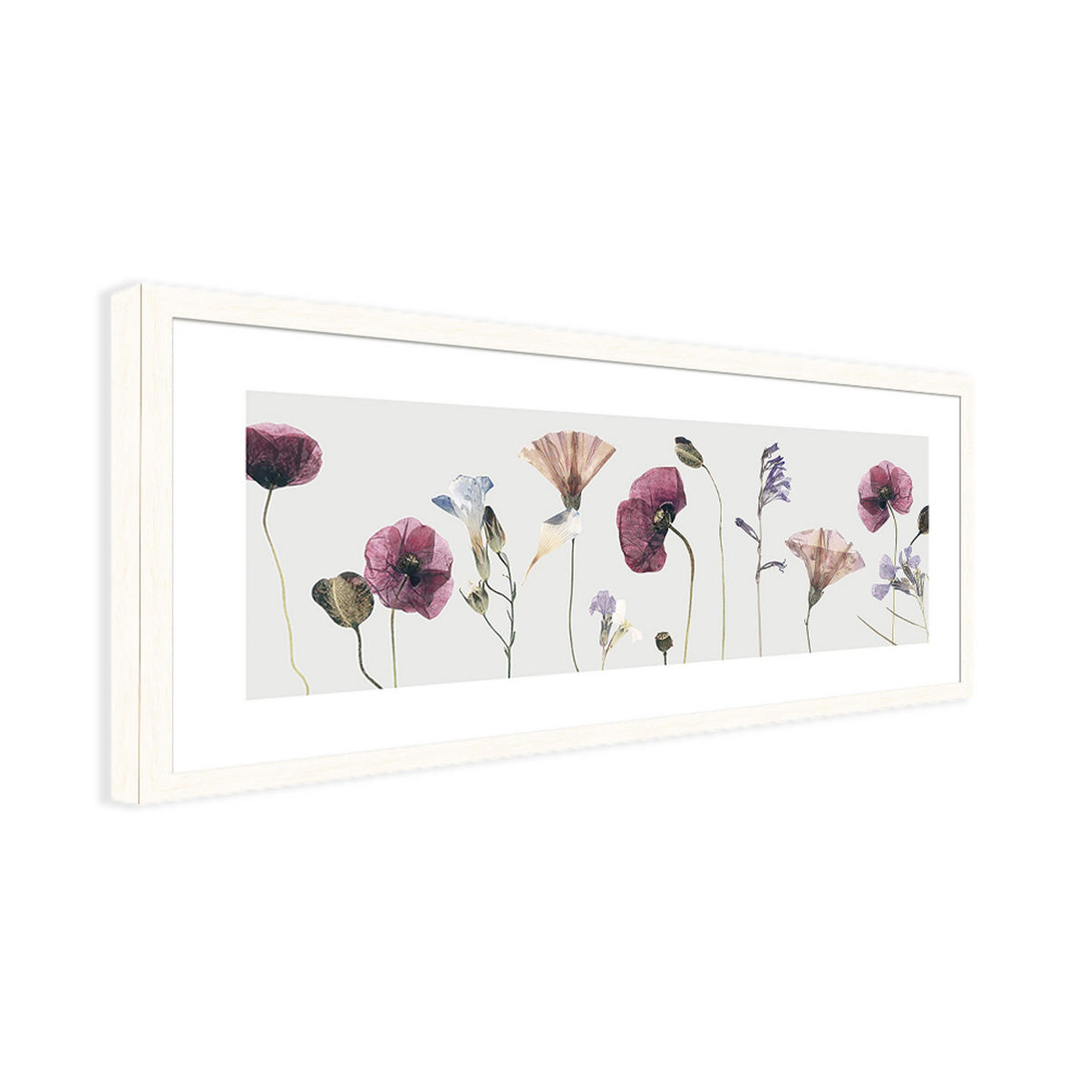 POSTER mit Rahmen 70x30 cm Blumen Pastell - Beige, Holz (71/30cm) - artissimo