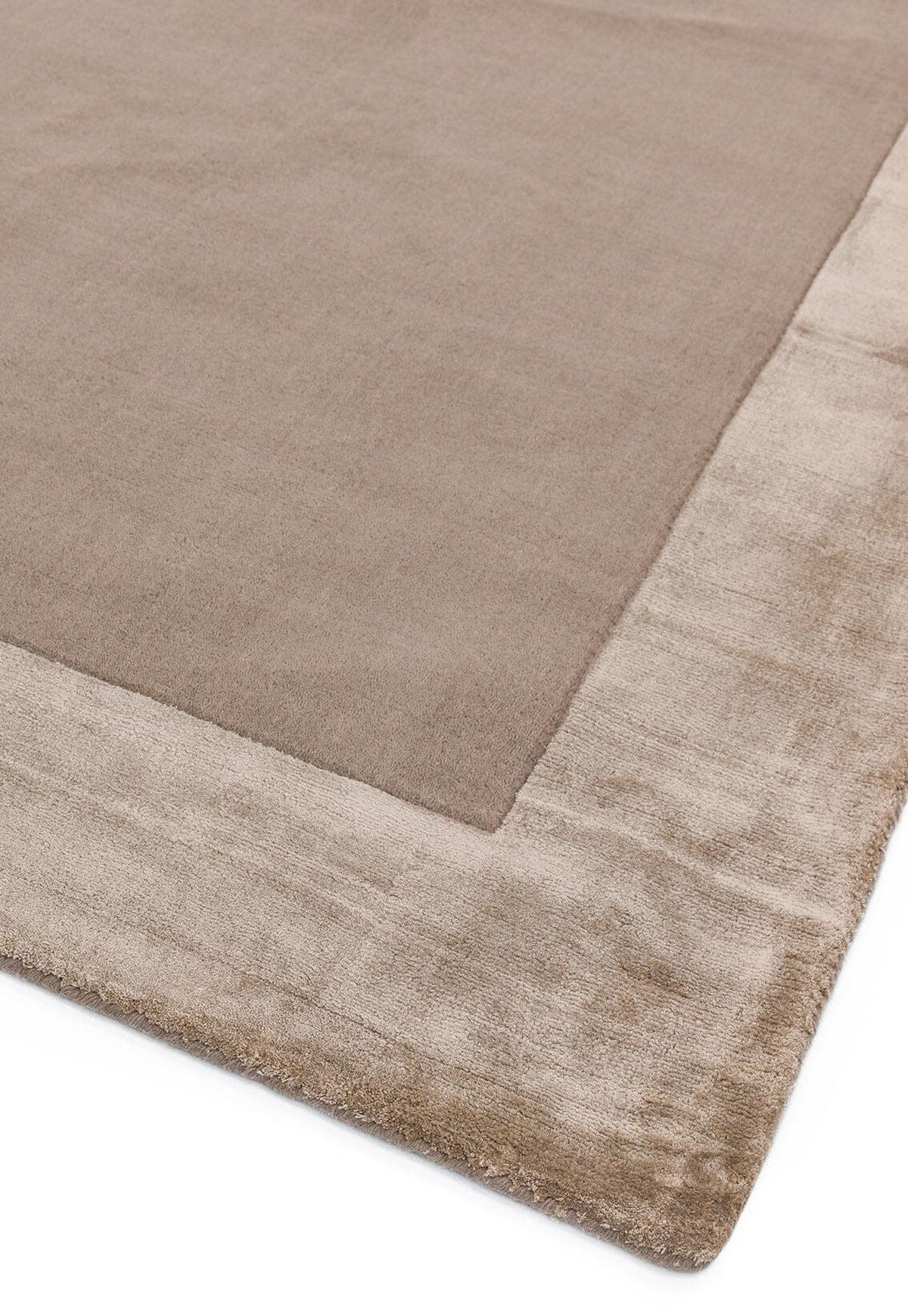 TEPPICH Wolle handgewebt einfarbig mit Viskosebordüre TYNE, Beige 160x230 cm - Beige, Textil (160/230cm) - KADIMA DESIGN