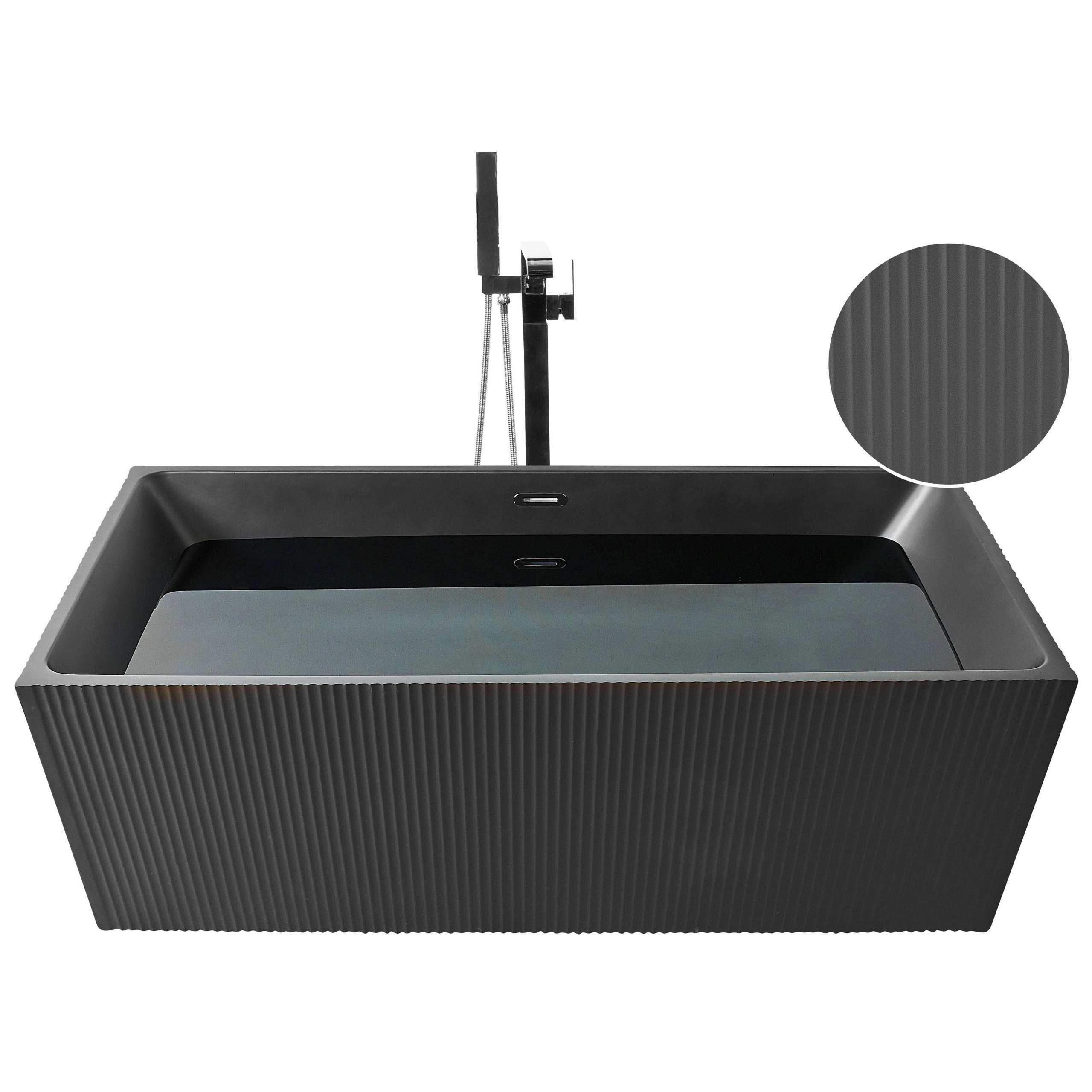 FREISTEHENDE BADEWANNE 80x170x60 cm schwarz Gocta - Schwarz, Kunststoff (80/60/170cm) - Beliani