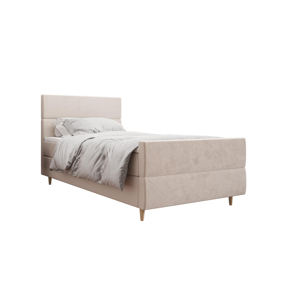 BOXBETT FLO PLUS 90x200 Itaka 16, mit Matratze H3, Bonell und Topper, Creme - Creme, Holz/Textil (90/200cm) - Bedante
