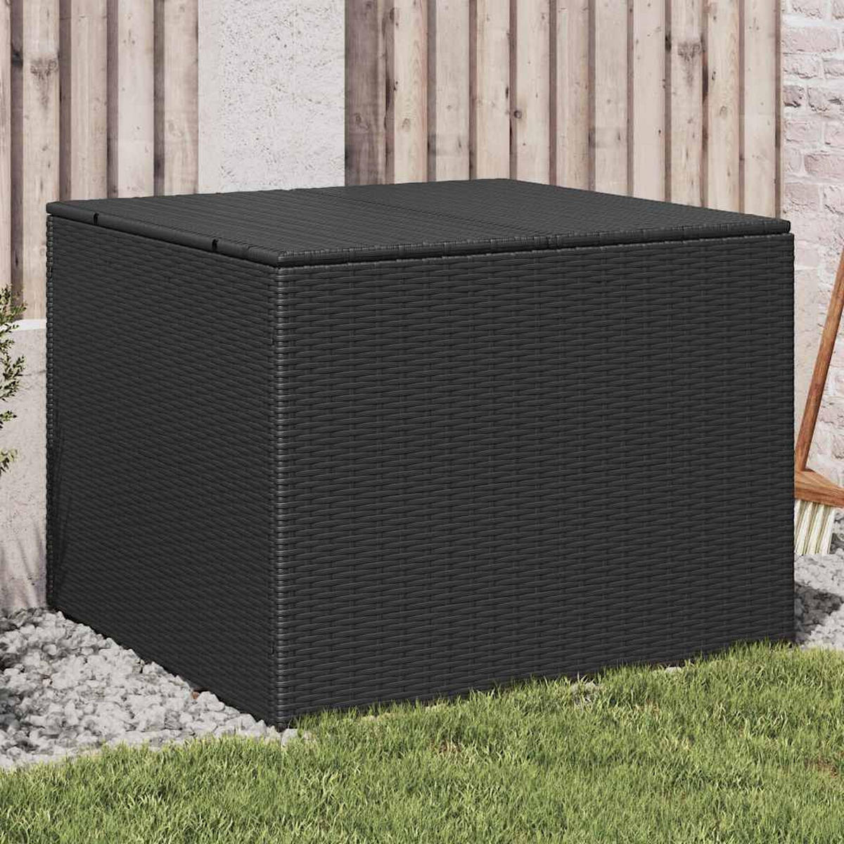 GARTENTRUHE Schwarz 291L Poly Rattan - Schwarz, Kunststoff (75/59/80cm) - vidaXL