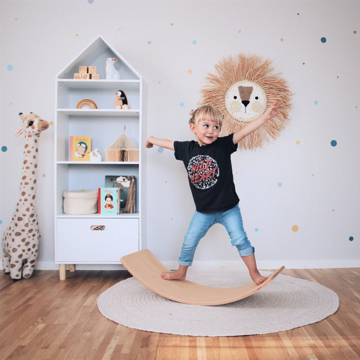 BALANCIERBRETT für Kinder 80x30cm, Balance Board, Naturholz - Naturfarben, Holz (30/18/80cm) - MeowBaby