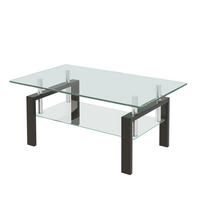 COUCHTISCH DE-37406 rechteckig mit zweistufigem Glas Transparent - Transparent, Metall (100/60/44cm) - ComfortXL