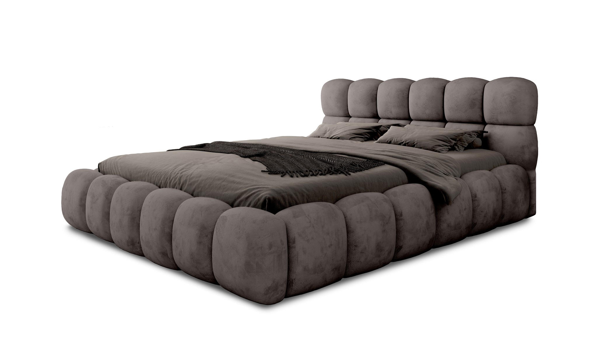POLSTERBETT Aurelia Komplettset - Anthrazit, Holzwerkstoff/Textil (140/200cm) - Fun Möbel