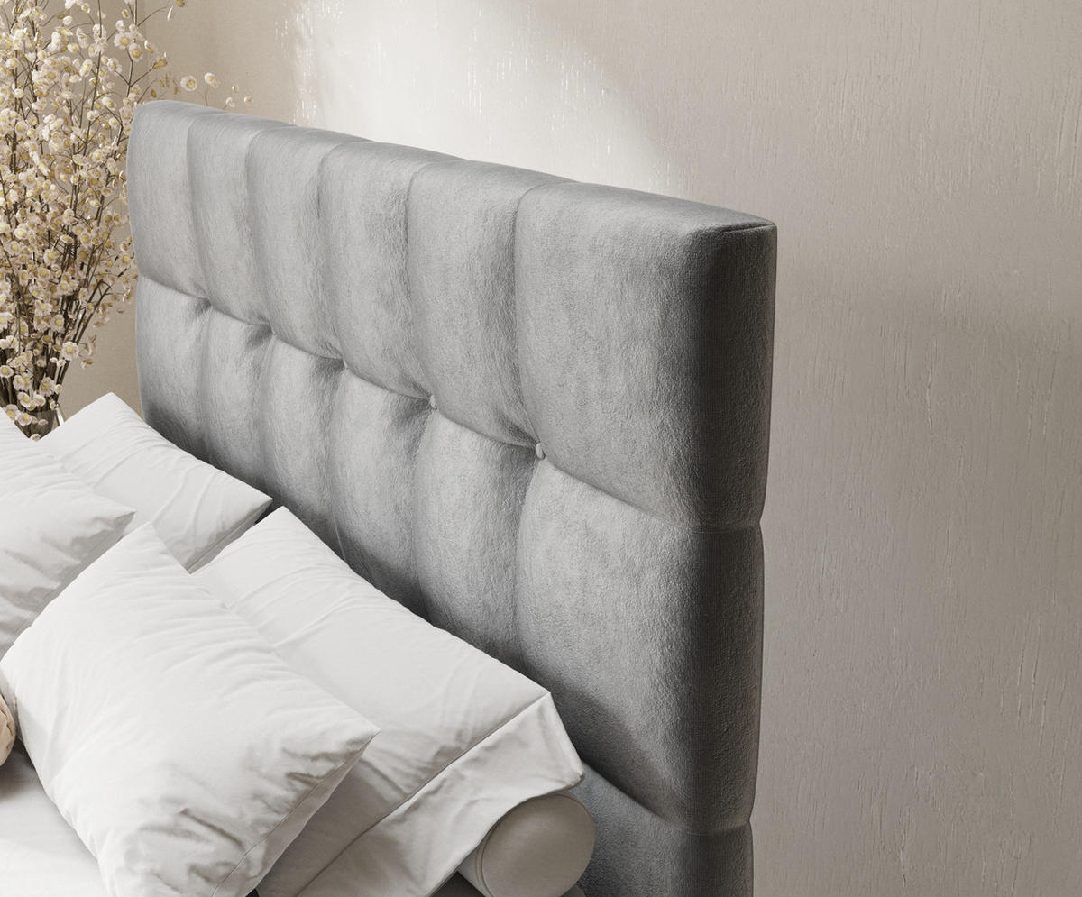 BOXSPRINGBETT Chanton Grau 140/200 cm mit Latex-Topper - Silberfarben/Grau, Holz/Holzwerkstoff (140/200cm) - Maison de Reve