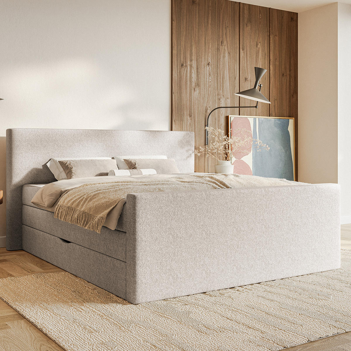 BOXSPRINGBETT VELIPOJA EASY CLEAN 160x200 cm, Beige - Beige, Textil (160/200cm) - Fedve