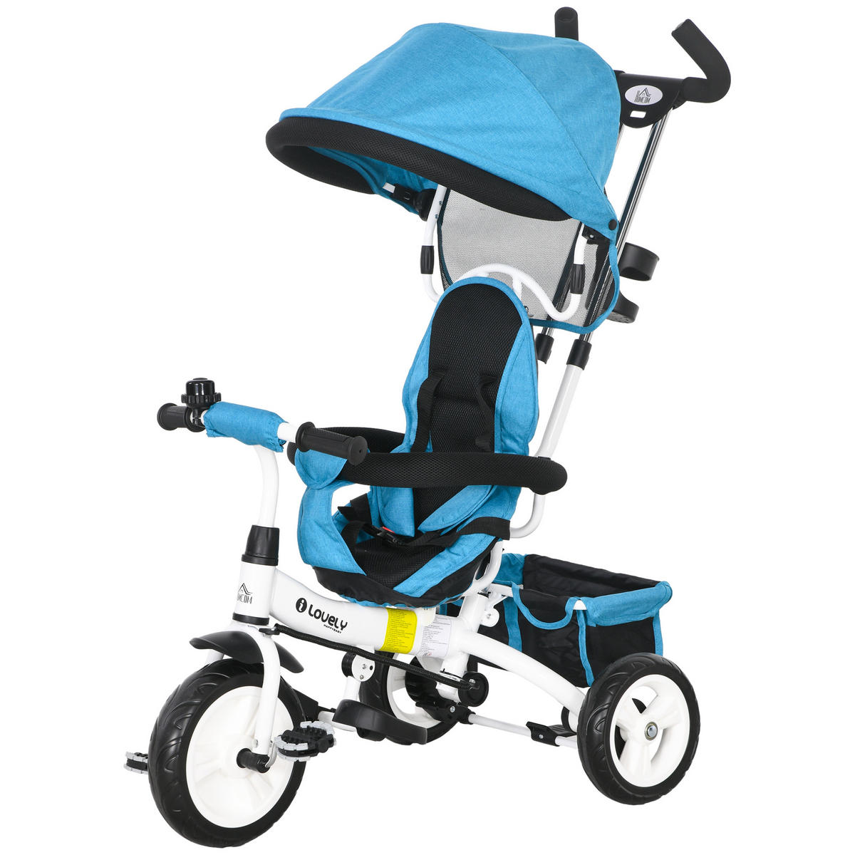 DREIRAD DE-18945 6-in-1 mit Sonnenschutz & Teleskopgriff Blau - Blau, Kunststoff (95/50/106cm) - ComfortXL