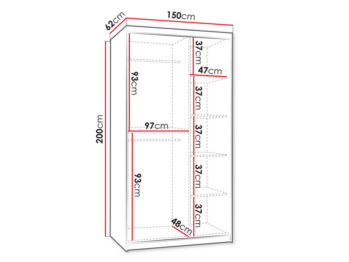 SCHWEBETÜRENSCHRANK Wika 150 cm - Kaschmir/Silberfarben, Holzwerkstoff/Kunststoff (150/200/62cm) - MIRJAN24