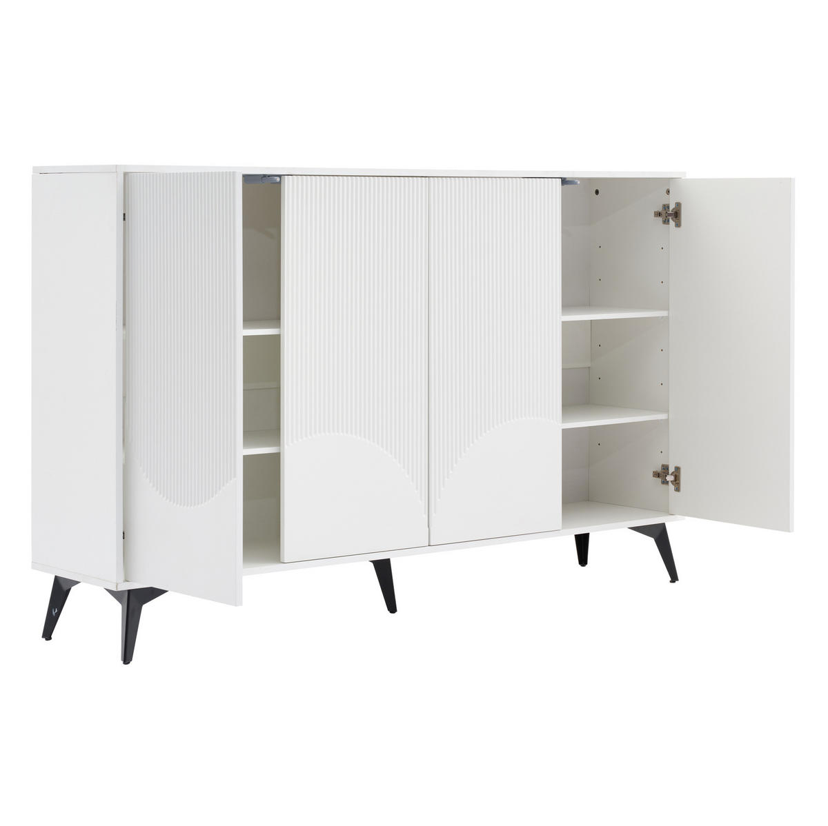 SIDEBOARD 160/35/100 cm Weiß aus Spanplatte und Metall mit verstellbaren Einlegeböden - Weiß, Holzwerkstoff (35/100/160cm) - OKWISH