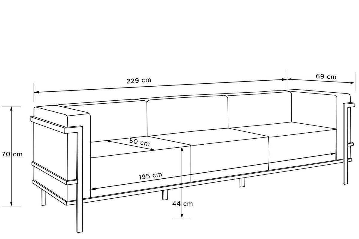 GARTENSOFA TRIGLO 3-Personen, Stahlrahmen, Modern, Dunkelgrau/Cremeweiß - Dunkelgrau/Creme, Textil/Metall (229/70/69cm) - KONSIMO®