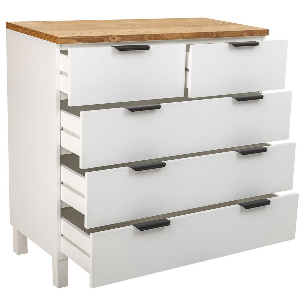 KOMMODE aus Holz mit 5 Schubladen 80x40x80,5 - Weiß, Holz (80/80/40cm) - Wanderlust