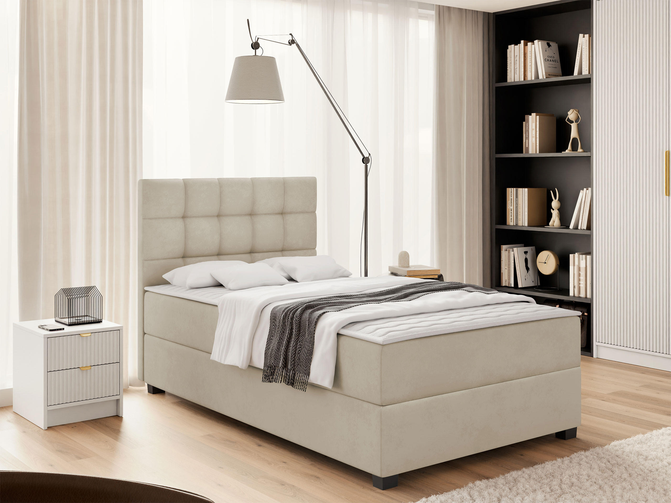 BOXBETT Lind - Beige/Schwarz, Holz/Holzwerkstoff (90/200cm) - MIRJAN24