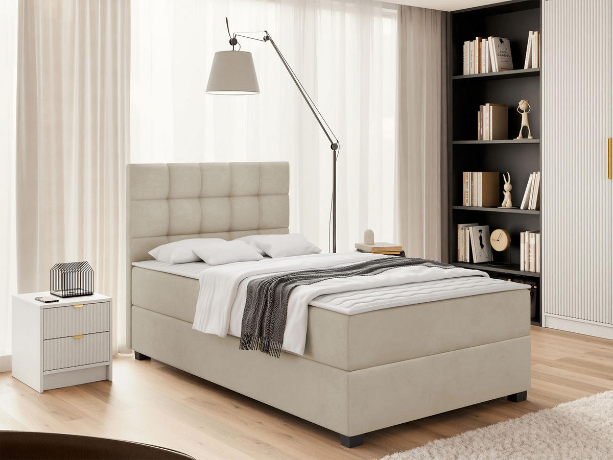 BOXBETT Lind - Beige/Schwarz, Holz/Holzwerkstoff (120/200cm) - MIRJAN24