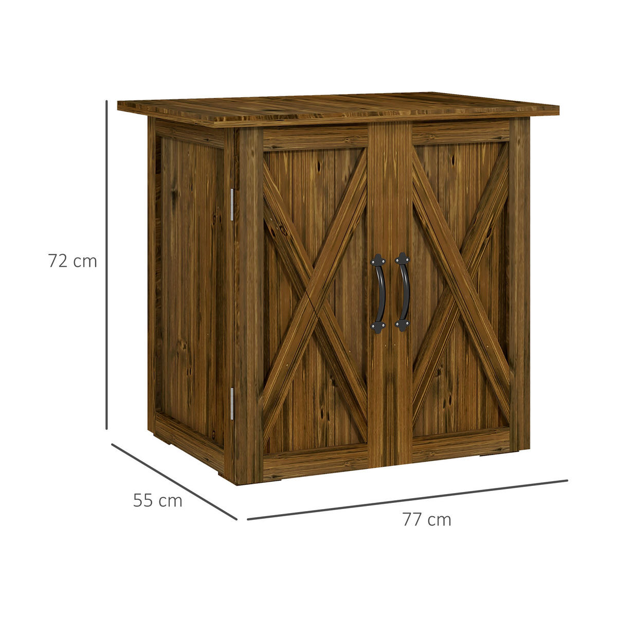 GARTENSCHUPPEN, Holz-Geräteschrank, Wetterfest, Doppeltür, für Garten, Balkon, Braun - Braun, Holz (55/72/77cm) - Outsunny