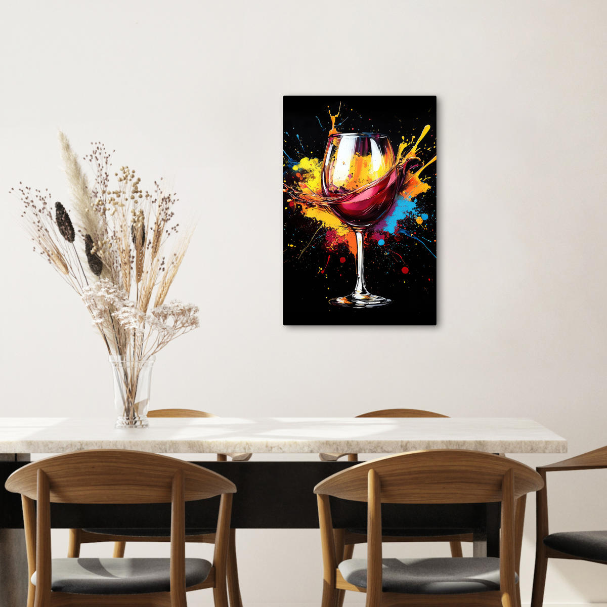 LEINWANDBILD Wein - Glas - Graffiti - Getränk - Rot - Farbe 40x60 cm - Weinrot, Textil (40/60cm) - MuchoWow