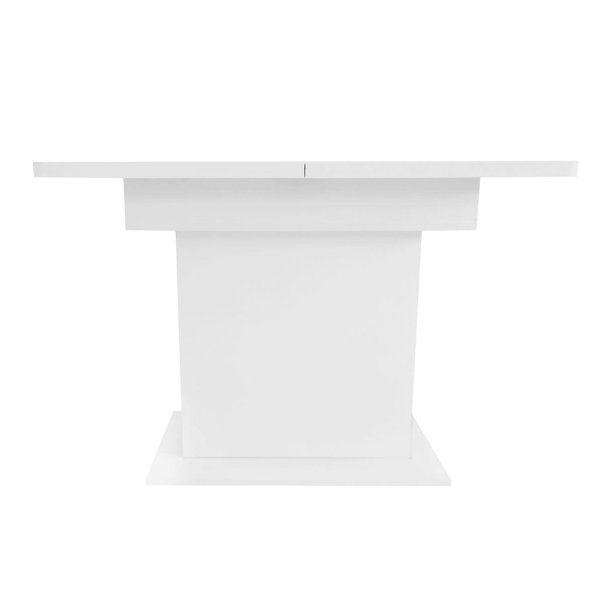 ESSTISCH ausziehbar mit Stauraum Weiß Spanplatte Metall - Weiß, Holzwerkstoff (130/70/75cm) - Meubliv