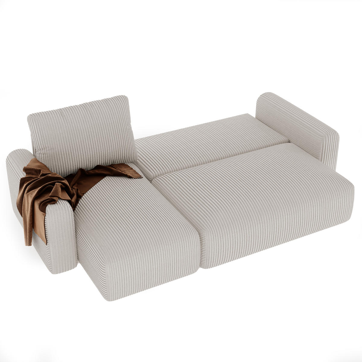 ECKSOFA mit Schlaffunktion und Bettkasten, Beige - Beige, Holzwerkstoff/Textil (244/98cm) - Idohome