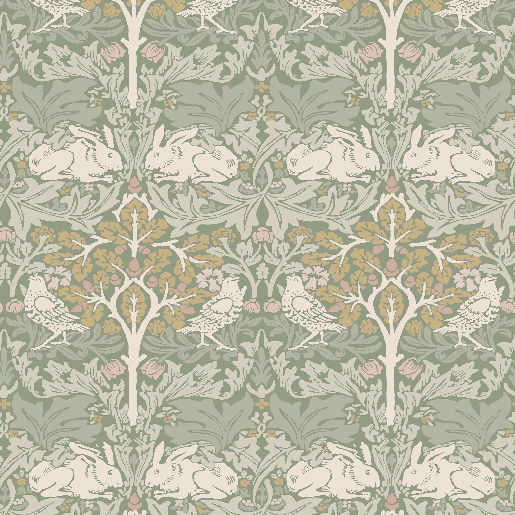 TAPETE Brother Rabbit - Grün, Papier/Kunststoff (52/1000cm) - Graham & Brown