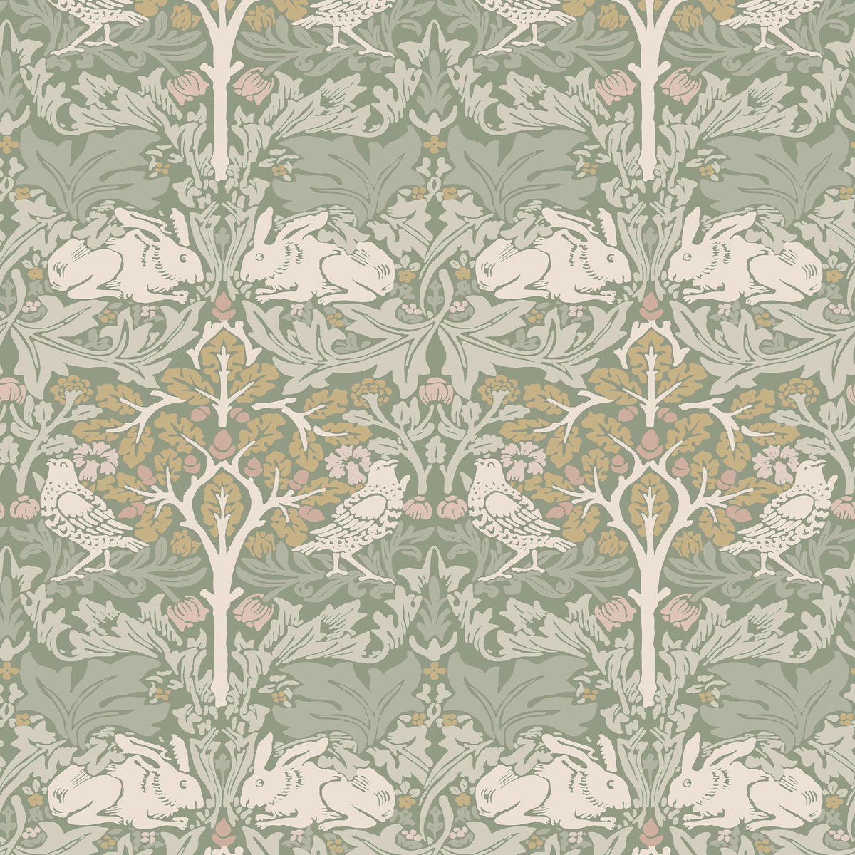 TAPETE Brother Rabbit - Grün, Papier/Kunststoff (52/1000cm) - Graham & Brown