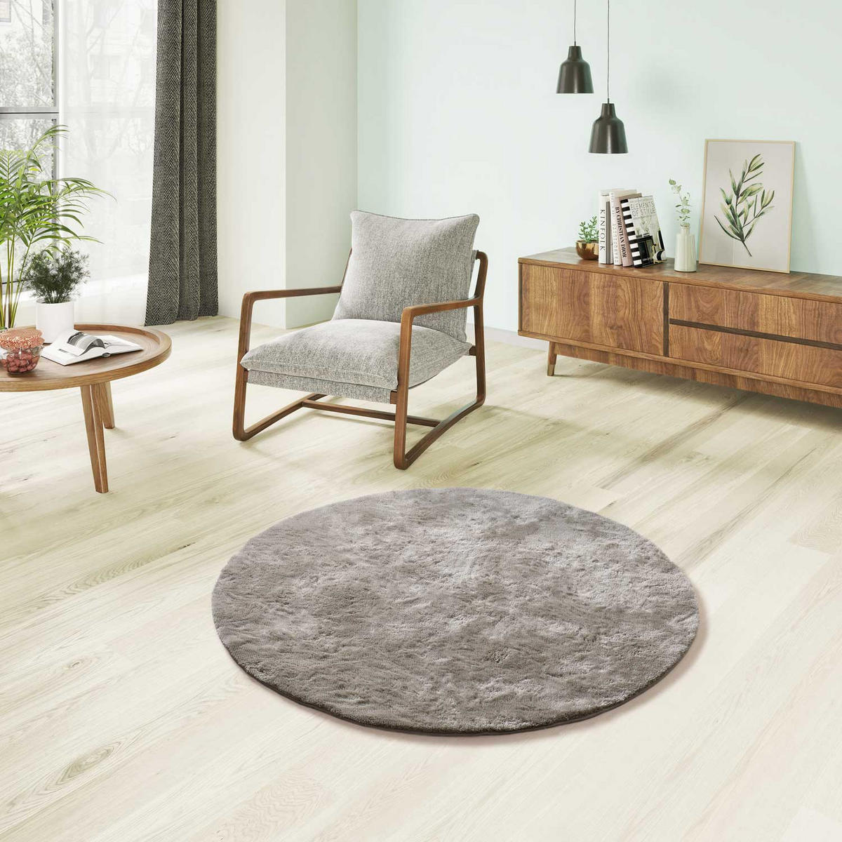HOCHFLORTEPPICH Stein Roma 120/120 cm - Taupe, Kunststoff/Textil (120/120cm) - Atticgo