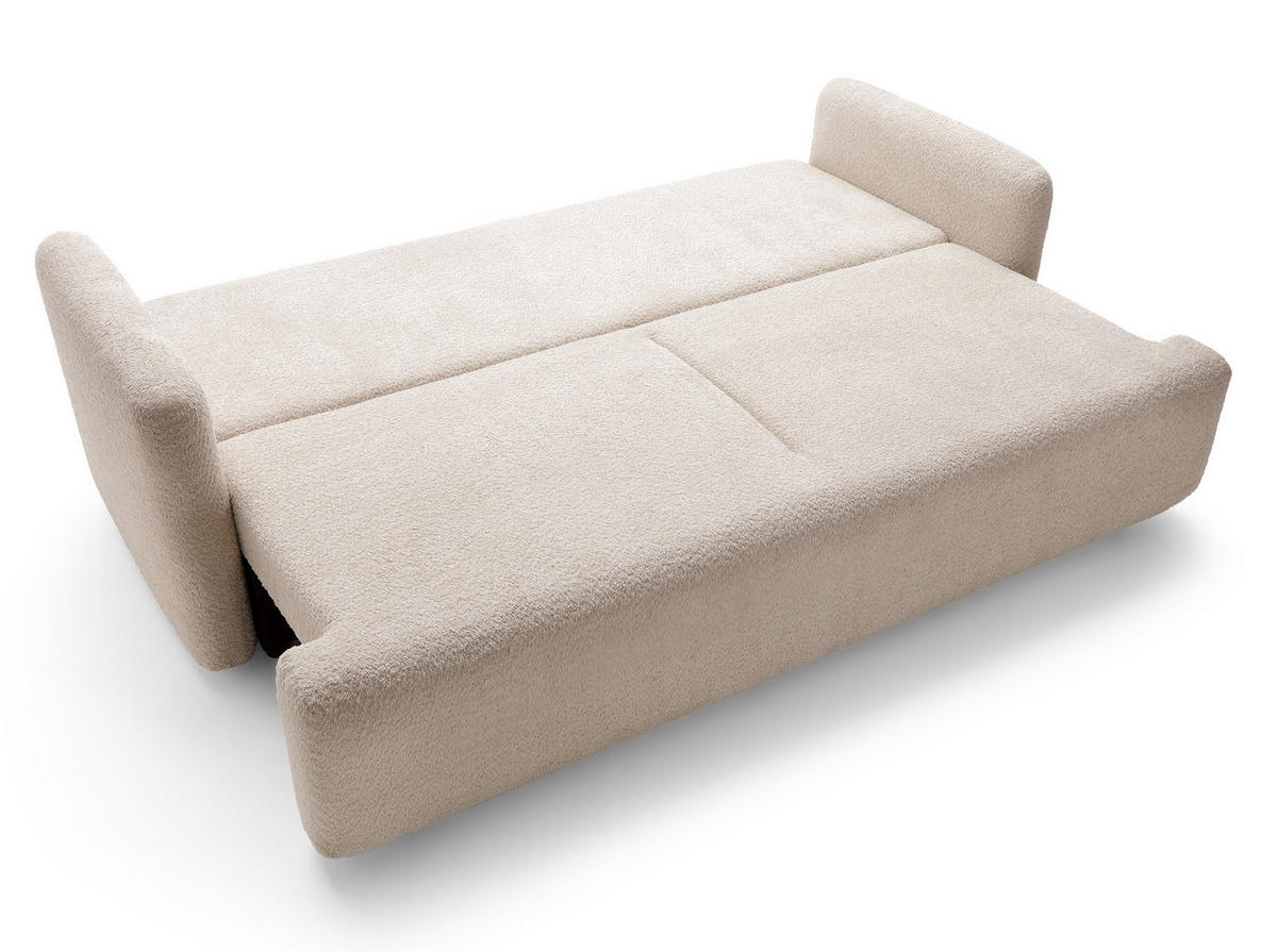 SCHLAFSOFA Lambina Beige Boucle - Beige/Schwarz, Kunststoff/Textil (227/92/104cm) - Selsey