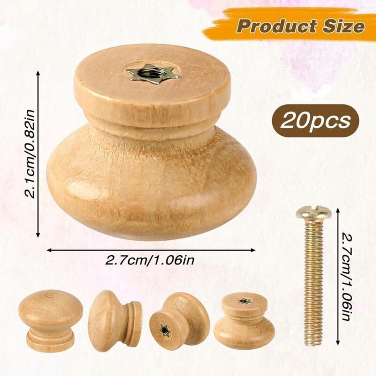 SCHRANKKNOPF Holz Rund 20er-Set 27 mm - Multicolor, Holz (2/2.1/2.8cm)