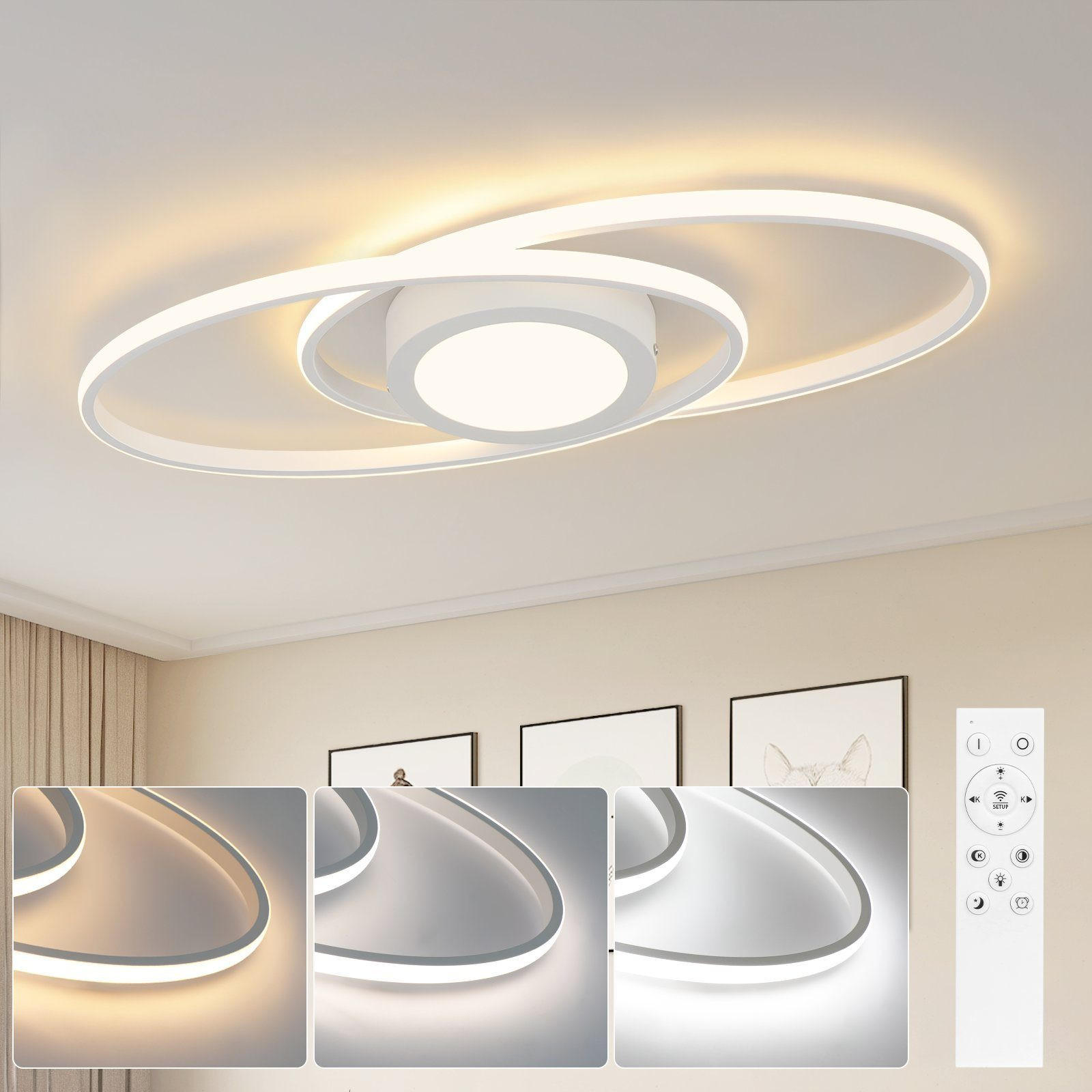 LED-DECKENLEUCHTE Einäugig 57/23/4 cm - Weiß, Metall (57/23/4cm) - Nettlife