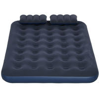 LUFTBETT Doppel-Luftmatratze mit Handpumpe & Kopfkissen， Blau 203x152x22cm für Camping & Gäste - Blau, Kunststoff