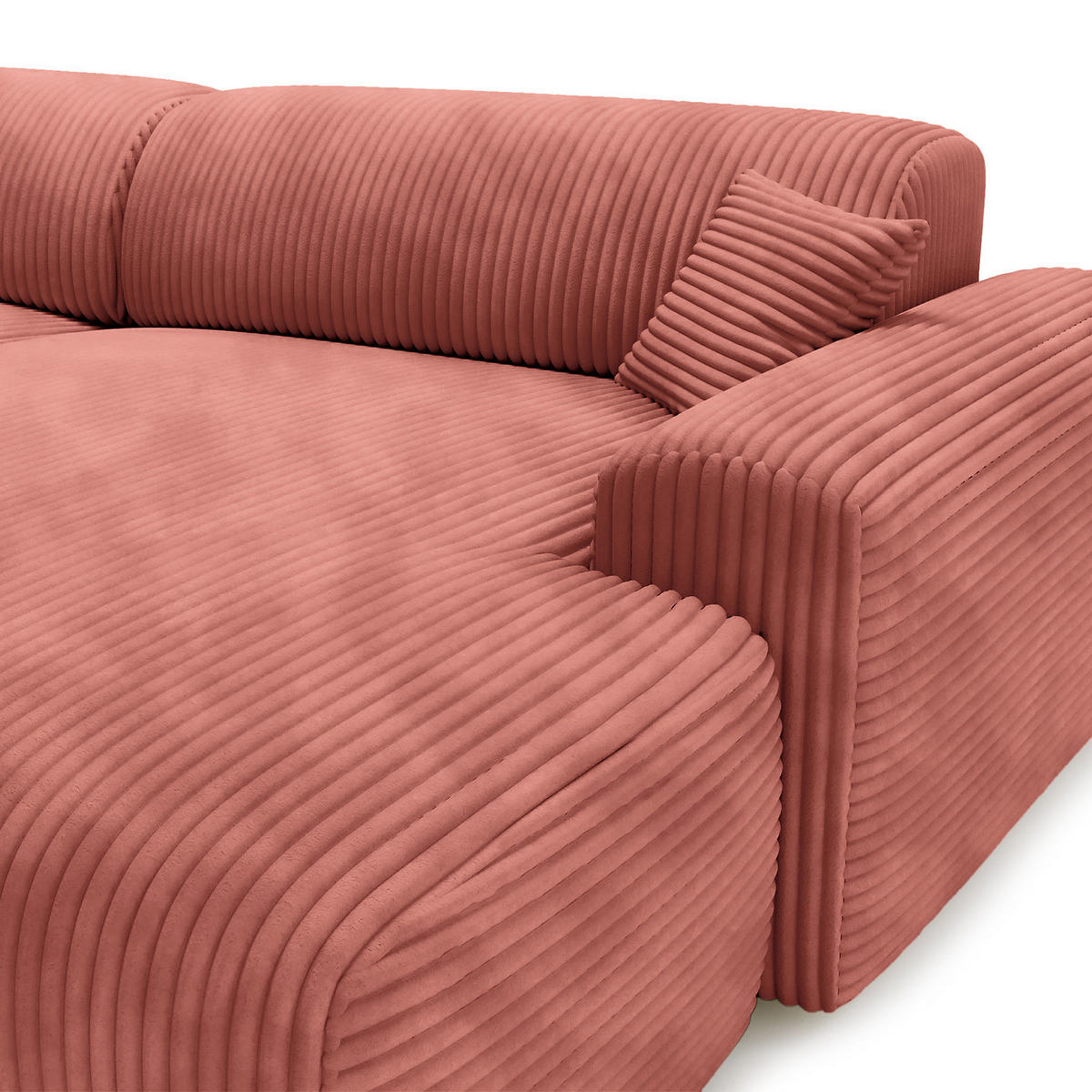 ECKSOFA mit Longchair - Cord - Schwarz/Altrosa, Kunststoff/Textil (284/178cm) - home24